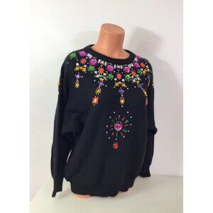 Western Connection Sequin Sweater Jeweled 90’s Womens Large
